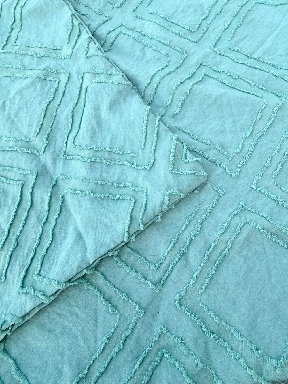 New Set 2 Muted Tiffany Blue Textured Throw Pillow Covers 18x18 Diamond pattern